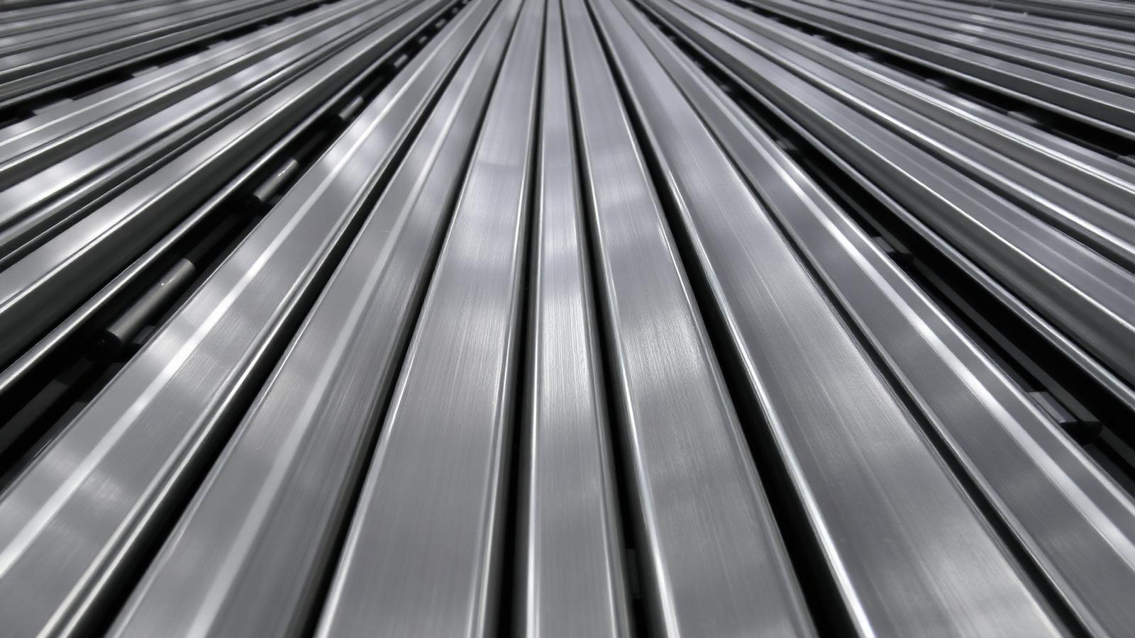 Precision ground steel bars stacked in production